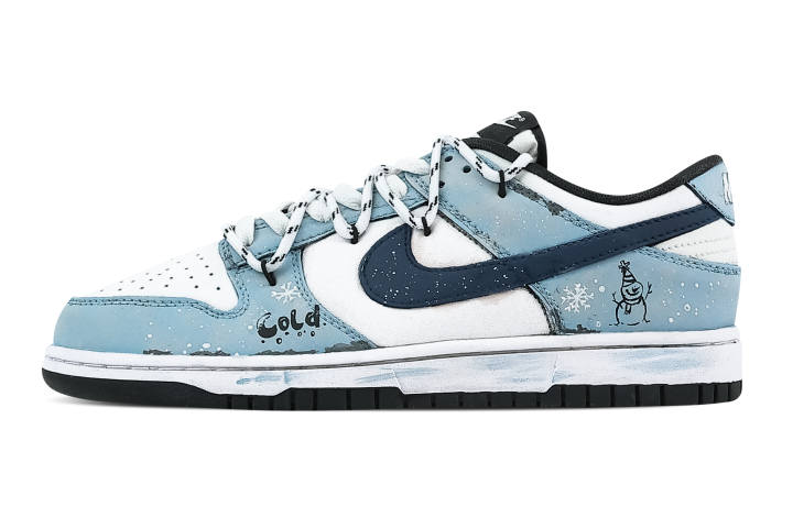 Nike Nike Dunk Winter Messenger 2 Leather Slip Resistant Abrasion Resistant Low top Skateboard Shoes Blue White Kids'
