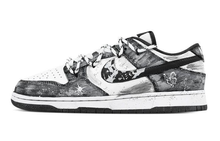 Nike Nike Dunk Star Butterfly Slip Resistant Abrasion Resistant Low top Skateboard Shoes Unisex Gray White