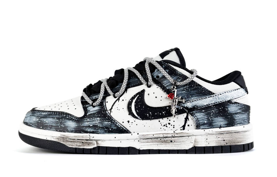 Nike Nike Dunk Laimofang Box, Ink Dyed Starry Sky, Trendy, Distressed, Hand Drawn, Classic Leather