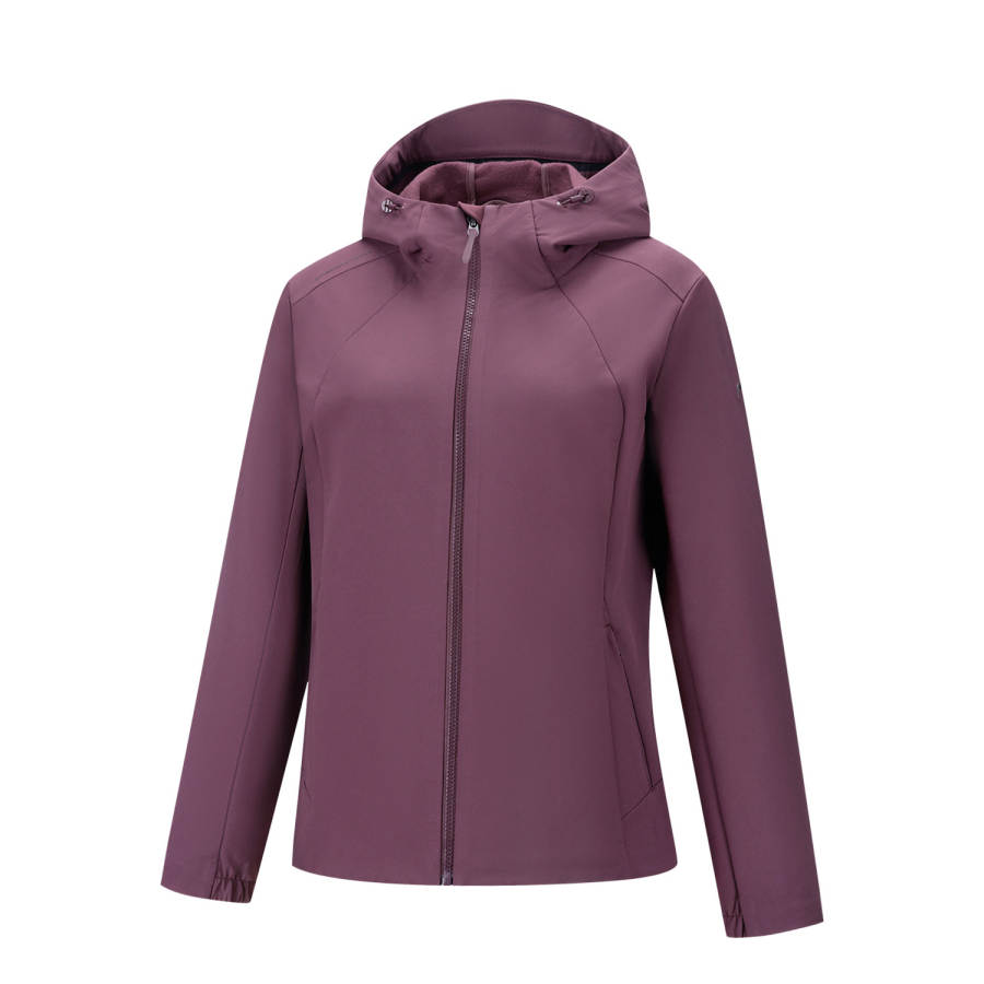 Li-Ning Li Ning Gold Logo | Fleece Lined Hooded Solid Color Windproof Zipper Versatile Sports Trench Coat Women's