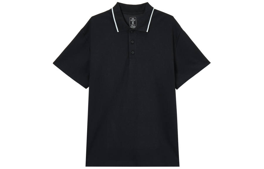 On On Polo Shirts Men's Black Polo Collar Moderate