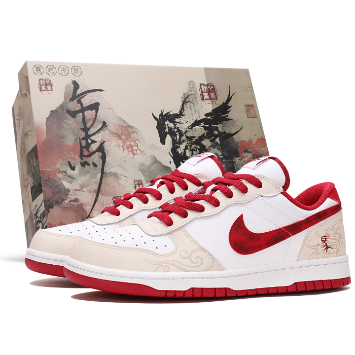 Nike Nike Big Low top Skateboard Shoes Men's Beige Red