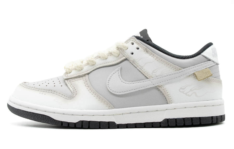 Nike Nike Dunk Gray Cloud Leather Cushioning Height Increasing Abrasion Resistant Low top Casual Skate Shoes Gray Beige