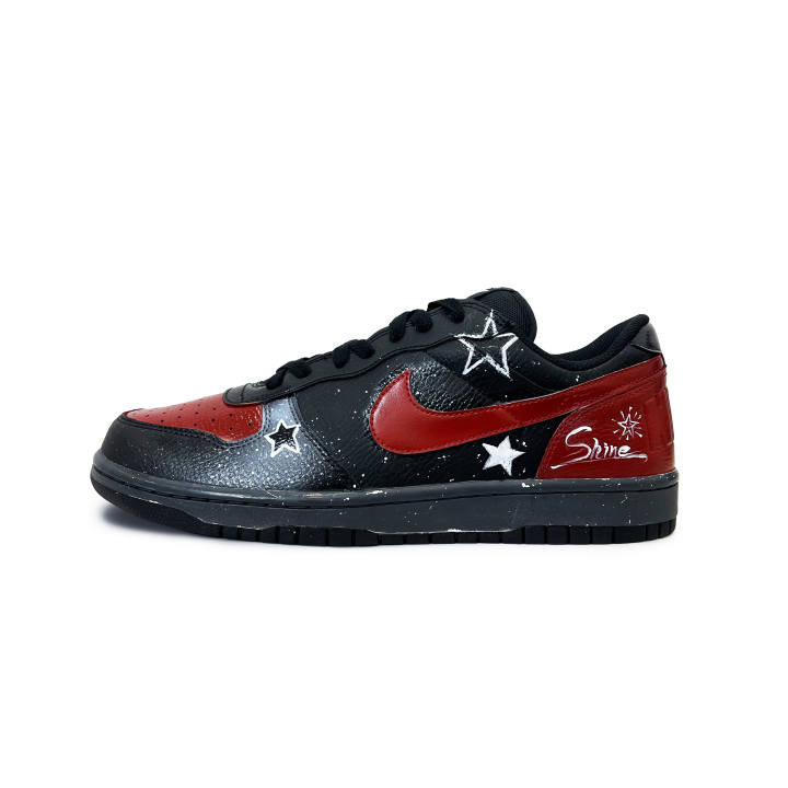 Nike Nike Big Leather Coverage Cushioning Abrasion Resistant Low top Skateboard Shoes Men's Black Red