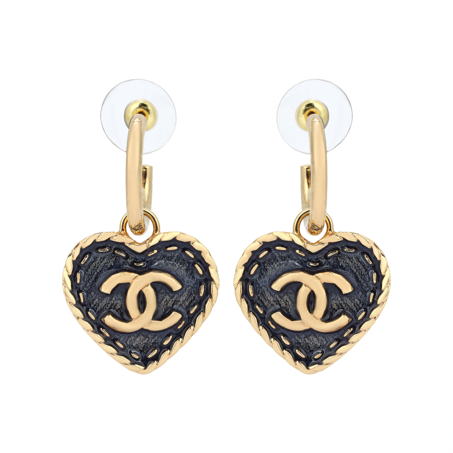 CHANEL Chanel 1986 Coco Mark Heart Denim earrings