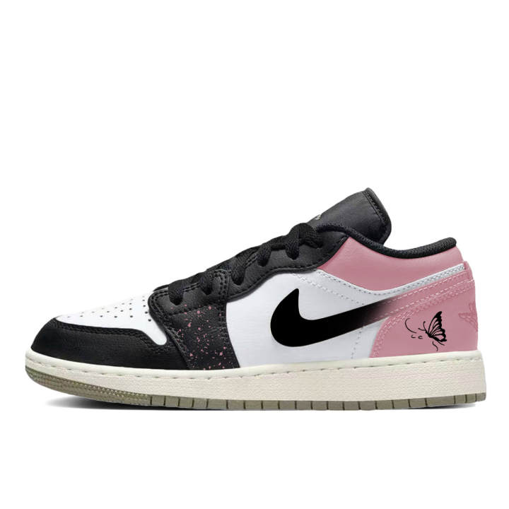Jordan Jordan Air Jordan 1 Peach Mist Butterfly Shadow Synthetic Leather, Leather Slip Resistant Abrasion Resistant