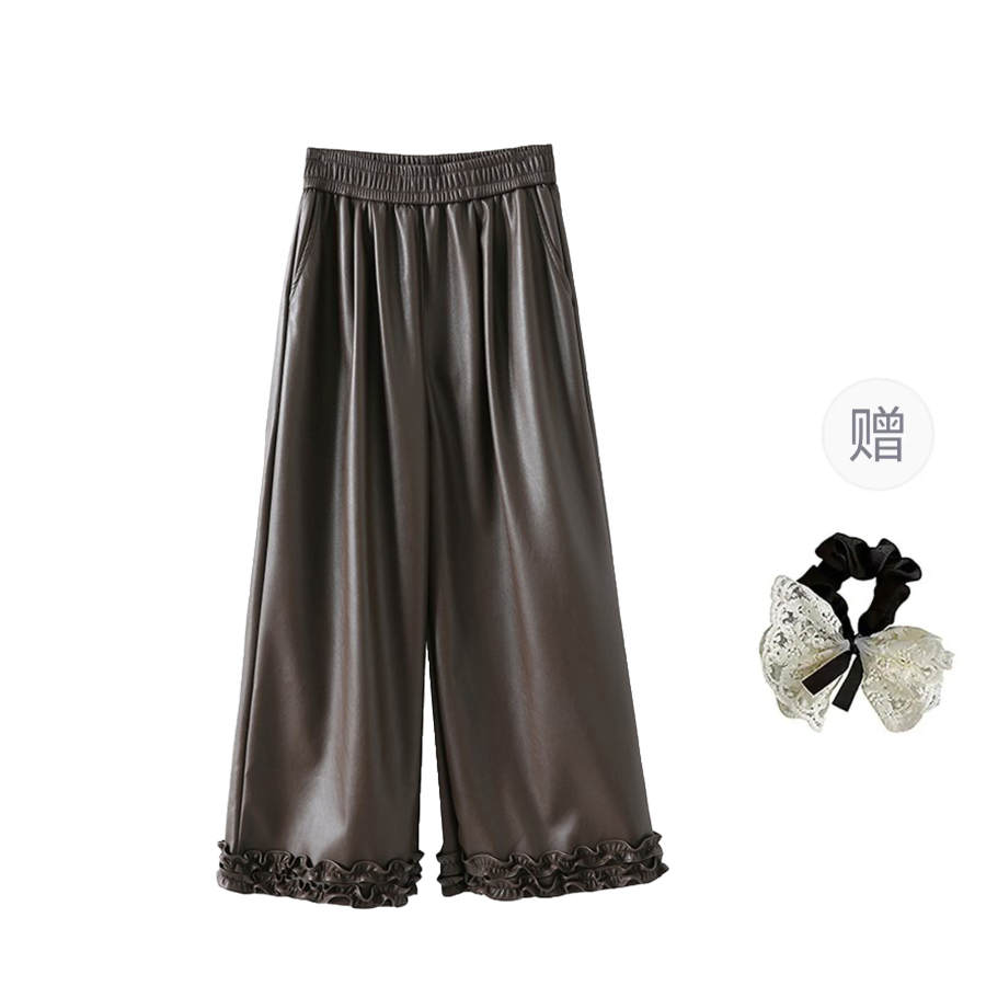 CPAURA Leather Pants Women's Moderate Straight Fit Pants