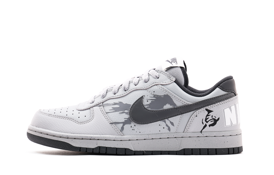Nike Nike Big Genuine Leather Cushioning Coverage Abrasion Resistant Low top Skateboard Shoes Unisex Gray