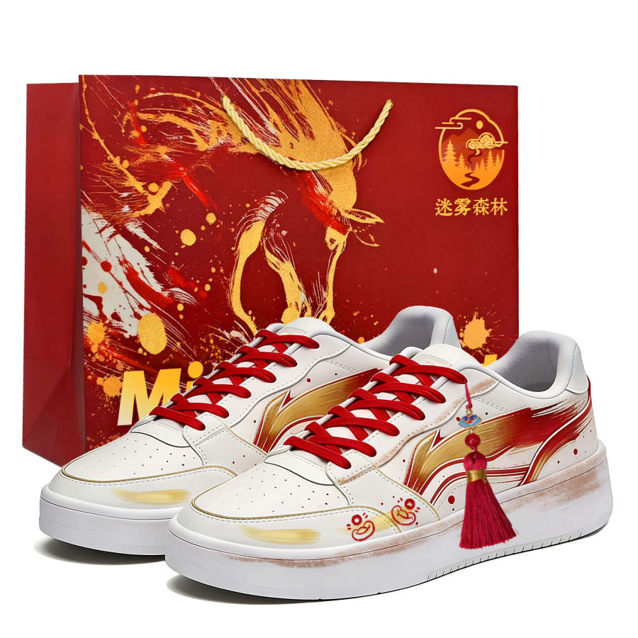 Li-Ning Li Ning Sycee Lightweight And Breathable Lightweight Breathable Low top Skateboard Shoes Men's White Red