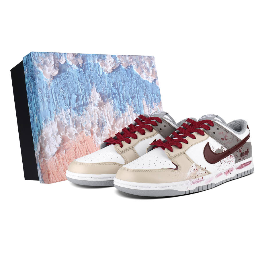 Nike Nike Dunk Salient Blood Red Camouflage Box Synthetic Leather Abrasion Resistant Slip Resistant
