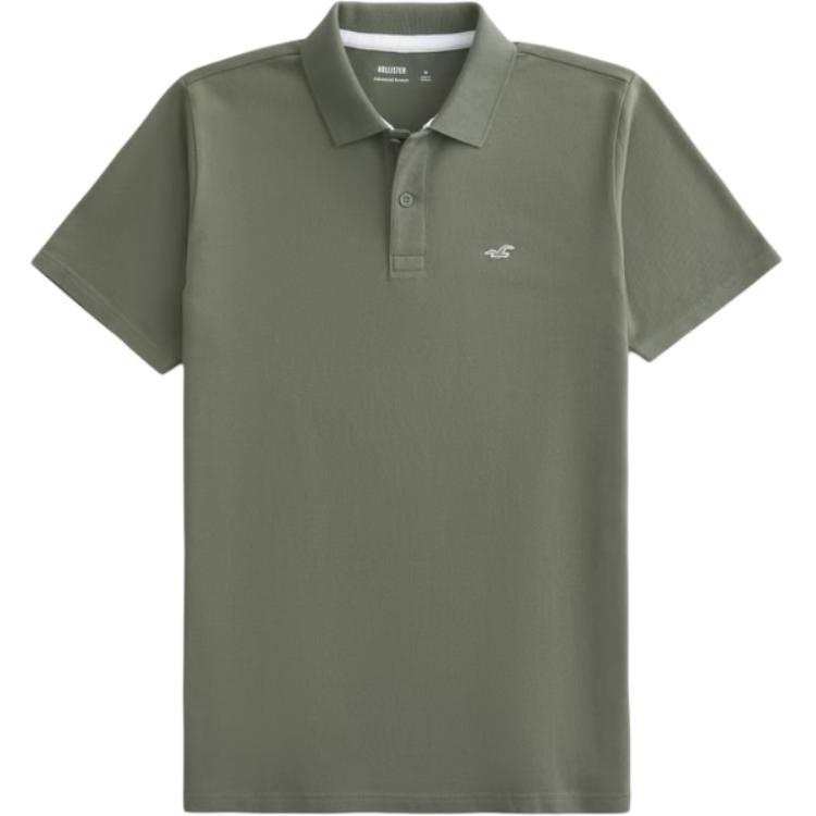 Hollister/ Polo Shirts Men's Green Lapel Moderate Straight Fit