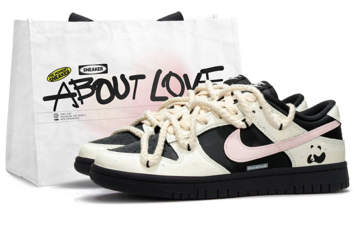 Nike Nike Dunk Peach Panda 2.0 Low top Skateboard Shoes Unisex Black White Pink
