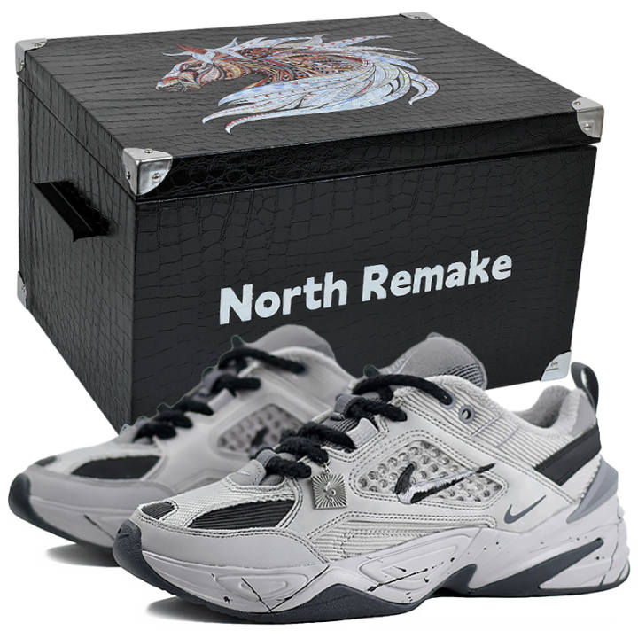 Nike Nike M2K Tekno Slip Resistant Abrasion Resistant Low top Chunky Sneakers Unisex Gray