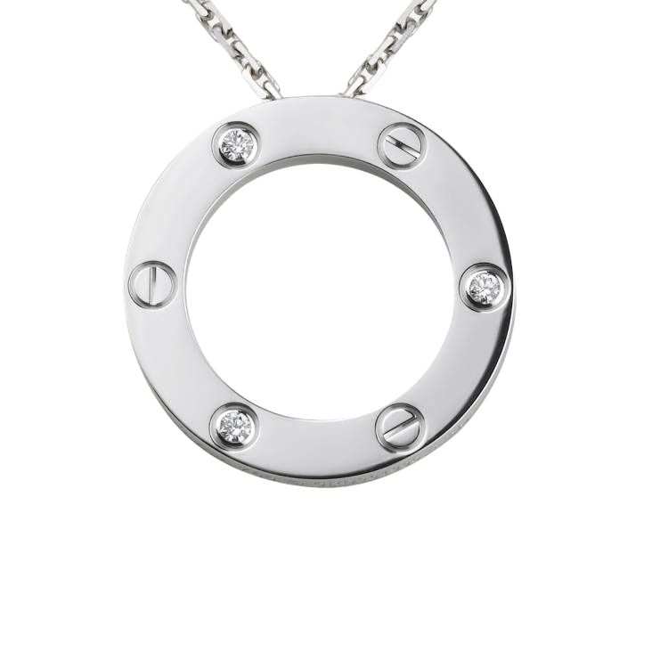 CARTIER LOVE 18K Gold Diamond Necklaces Unisex White Gold