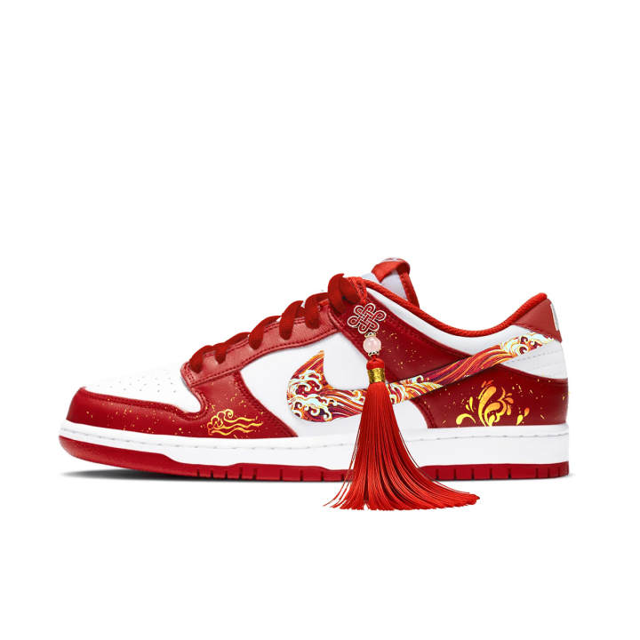 Nike Nike Dunk Low top Skateboard Shoes Men's Red White Gold