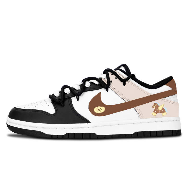 Nike Nike Dunk Black White, Brown Gold New Ji Leather Slip Resistant Abrasion Resistant Slip Resistant Abrasion Resistant