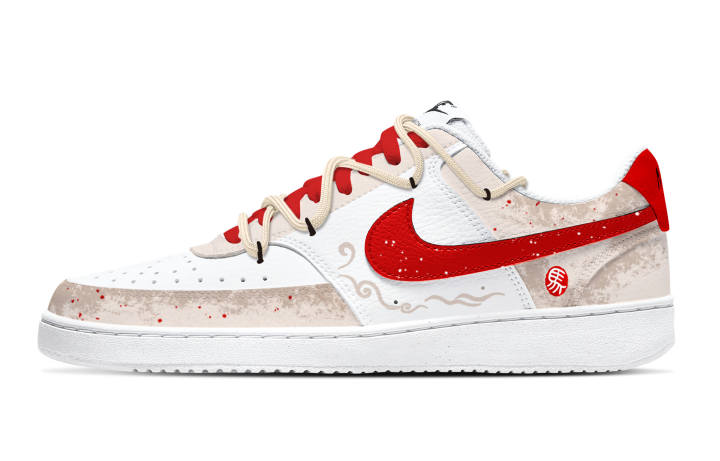 Nike Nike Court Vision Abrasion Resistant, Lightweight, And Breathable Low top Skateboard Shoes Unisex Red White