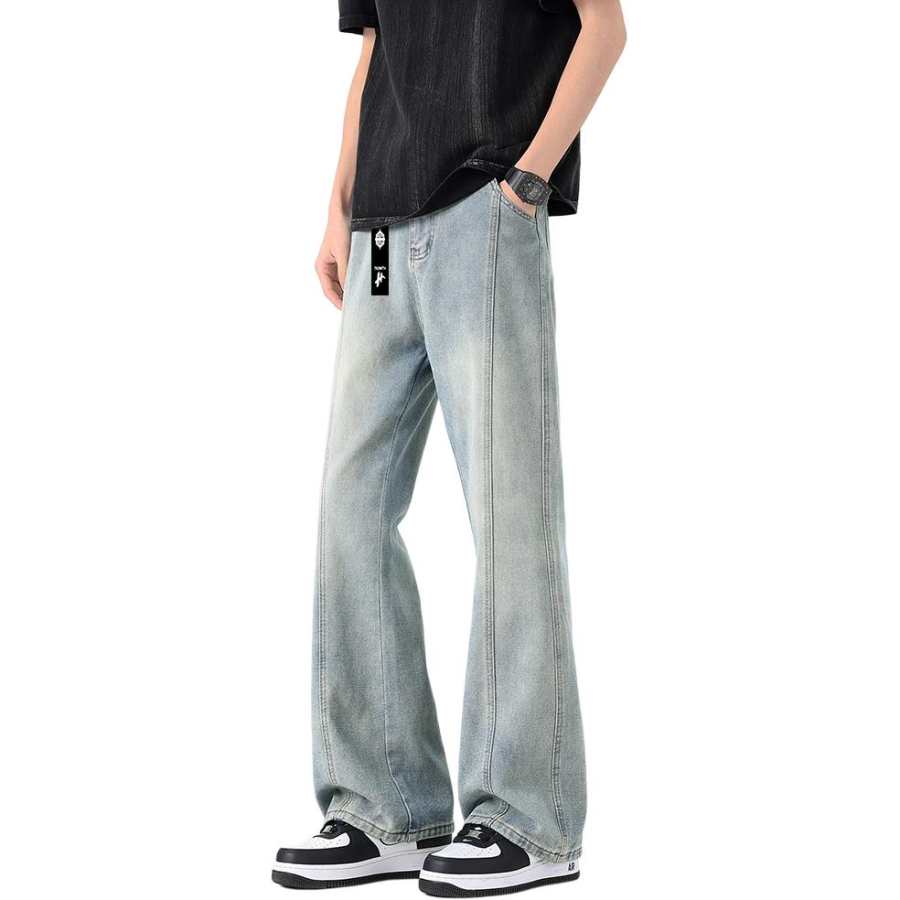 HUANQIU Jeans Unisex Moderate Flared Pants