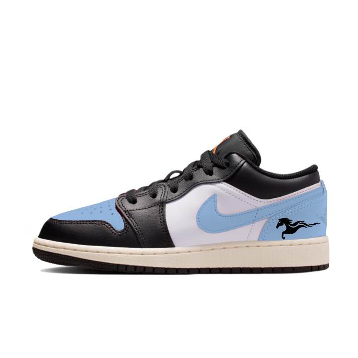 Jordan Jordan Air Jordan 1 Blue Obsidian Step Slip Resistant Abrasion Resistant Low top Children's Basketball Shoes Black Blue