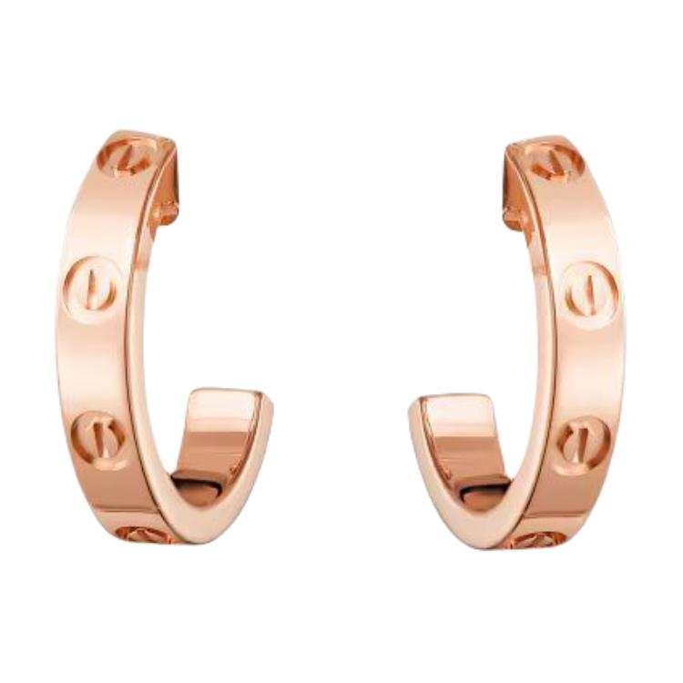 CARTIER LOVE 18K Gold Earrings Unisex Rose Gold