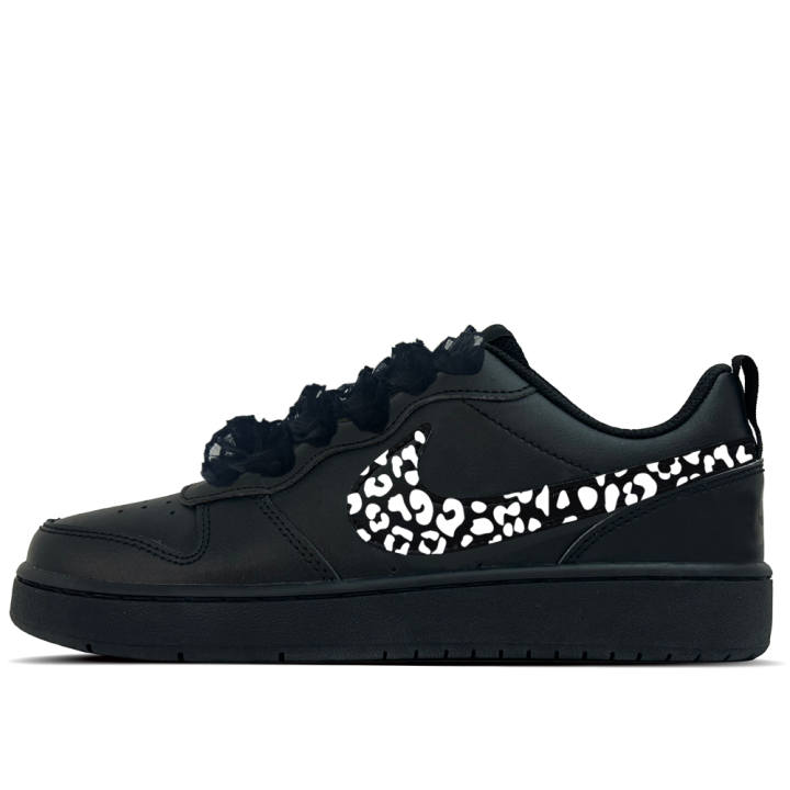 Nike Nike Court Borough Night Snow Pattern Leather Slip Resistant Abrasion Resistant Low top Kids' Skateboarding Shoes Black