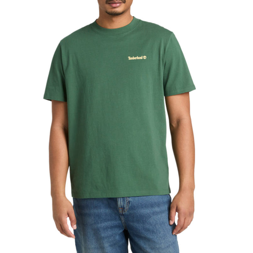 Timberland T Shirts Men's Pine Green Crew Neck Moderate Straight Fit