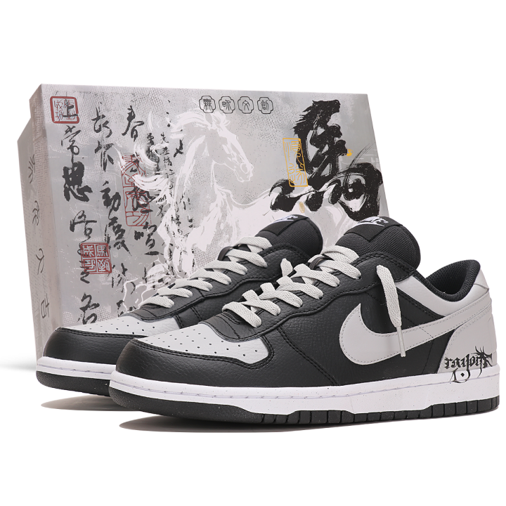 Nike Nike Big Abrasion Resistant Breathable Low top Skateboard Shoes Men's Black Gray