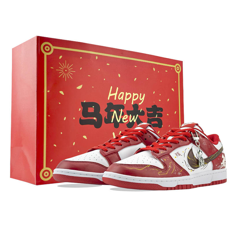 Nike Nike Dunk Lüce Auspicious Clouds Cushioning Abrasion Resistant Slip Resistant Low top Skateboard Shoes Men's White Red