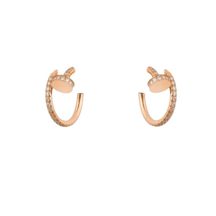 CARTIER JUSTE UN CLOU 18K Gold Diamond Earrings Unisex Rose Gold