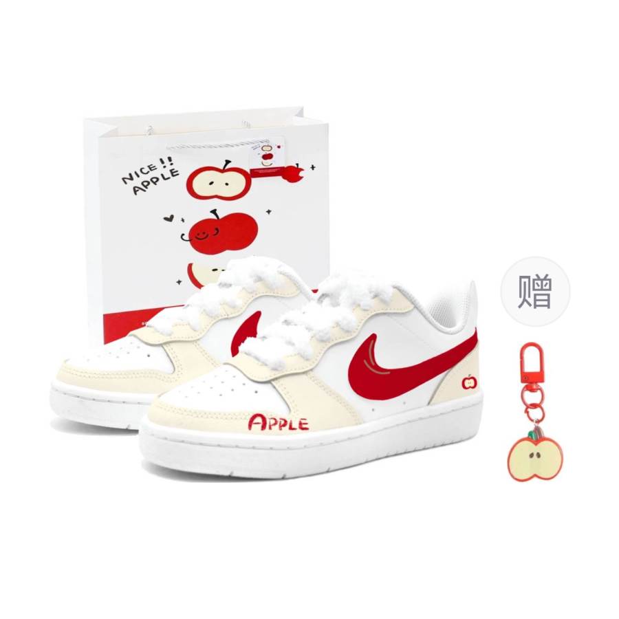 Nike Nike Court Borough Low 2 Leather Slip Resistant Cushioning Abrasion Resistant Low top Kids' Skateboarding Shoes Red