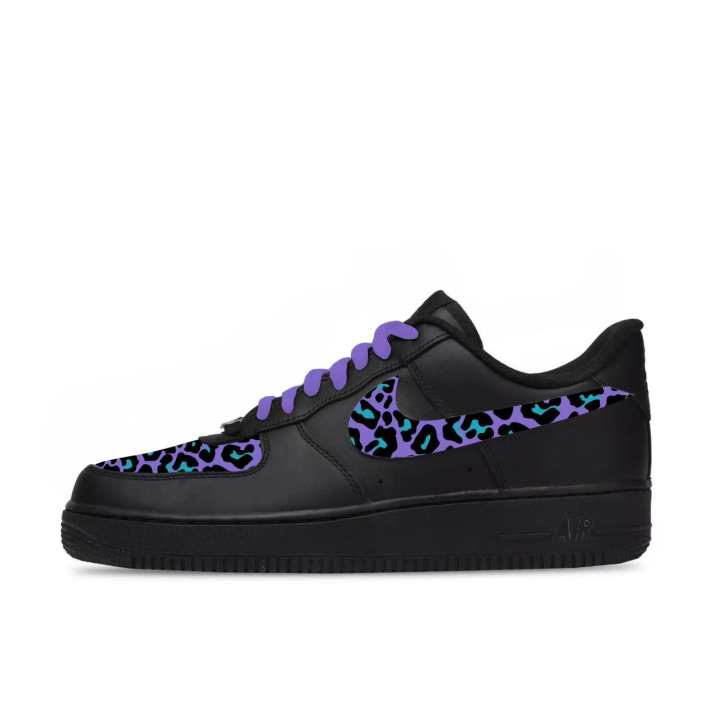 Nike Nike Air Force 1 Black Panther Purple Shadow, Premium Black Warrior, Exquisite And Elegant Leather Vintage
