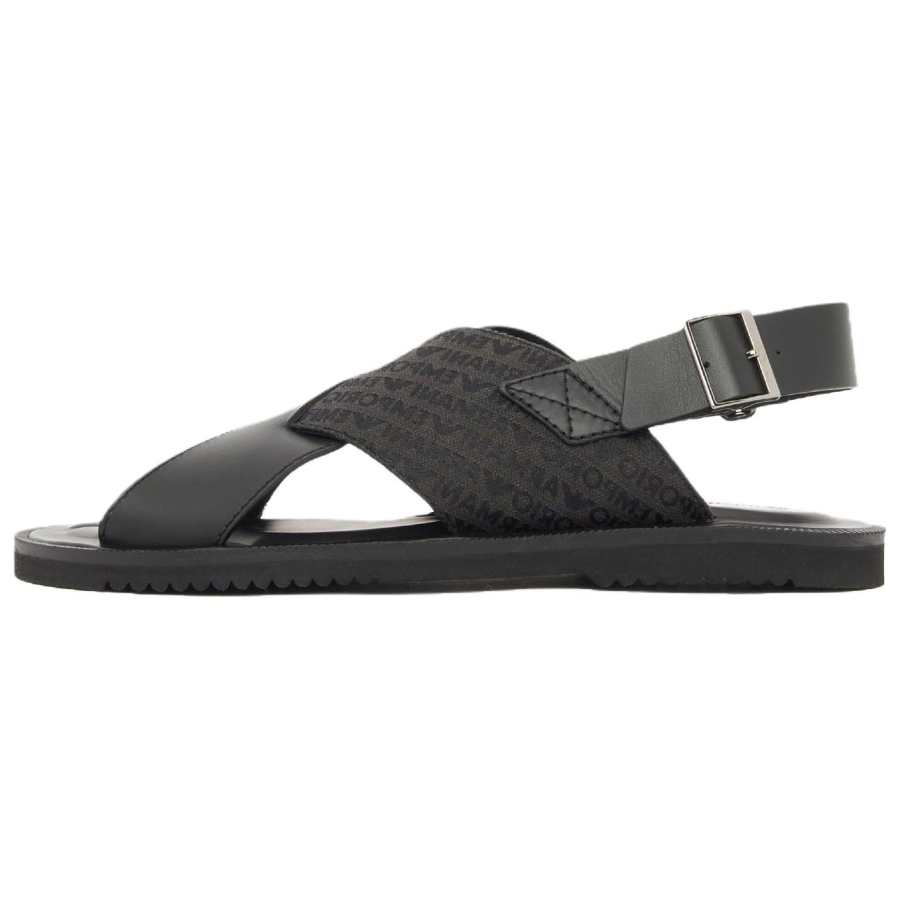 EMPORIO ARMANI One Strap Sandals 2cm Men's Black