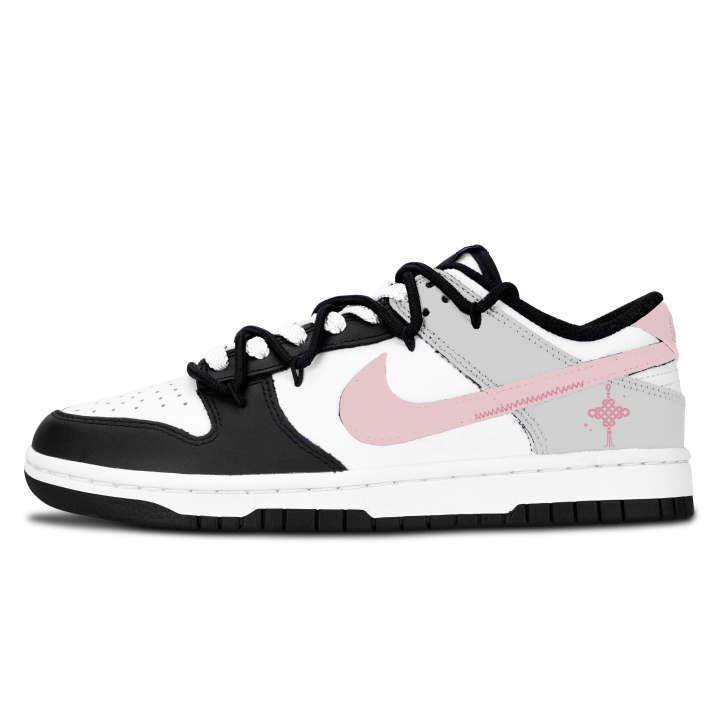 Nike Nike Dunk Black White, Pink Ribbon New Year Leather Slip Resistant Abrasion Resistant Slip Resistant Abrasion Resistant