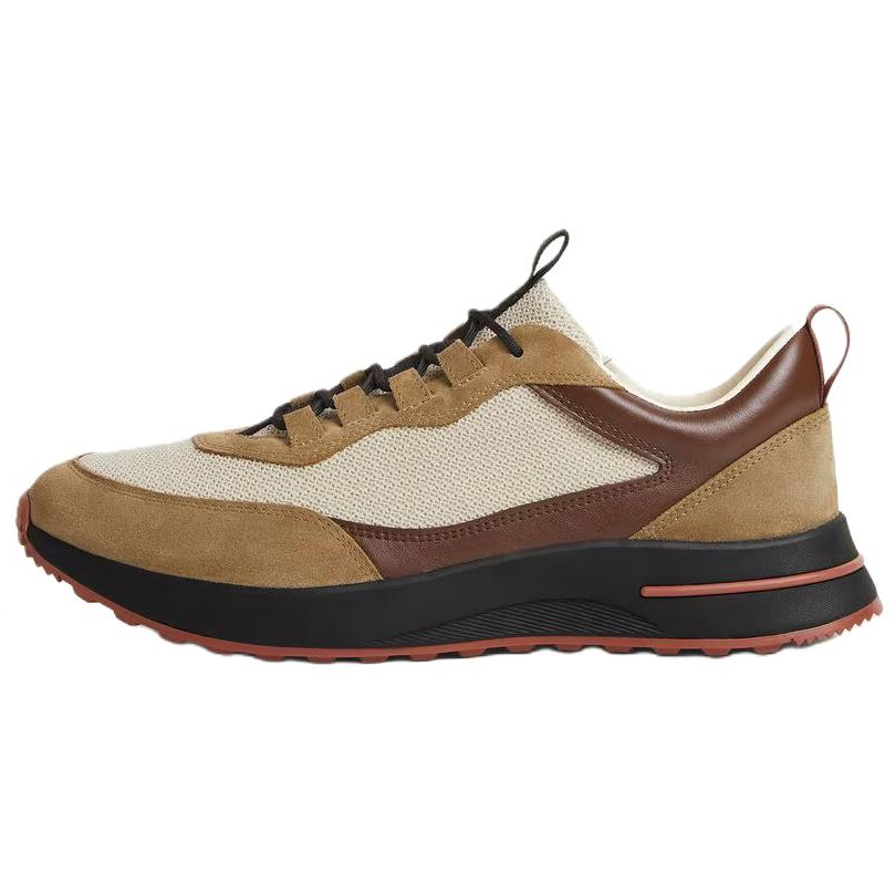 Loro Piana Week End Walk Calfskin Low top Casual Shoes Men's Yellow Brown