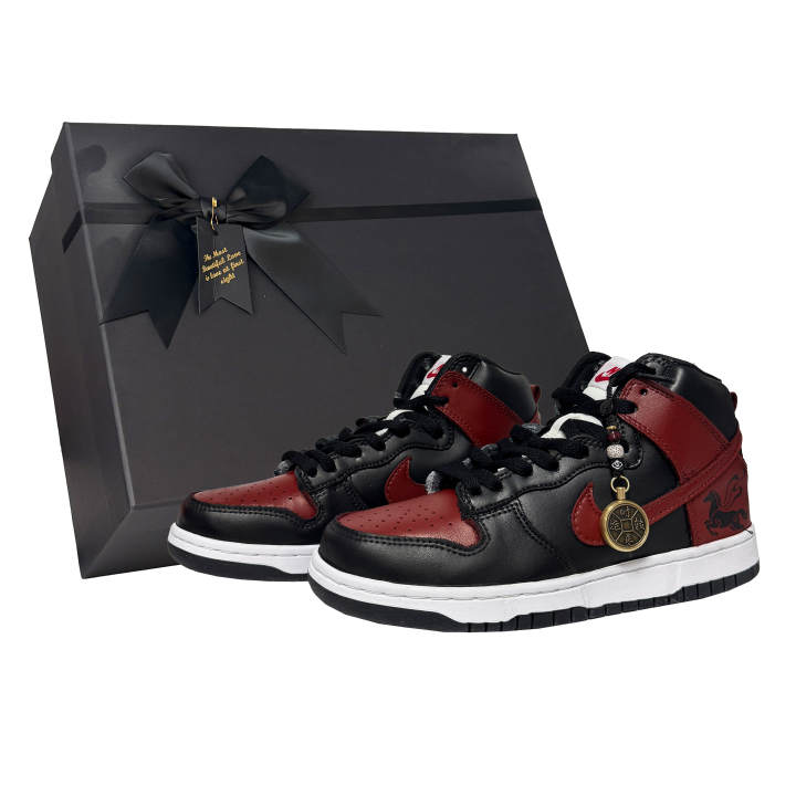 Nike Nike Dunk Immediate Blessing Arrives Cushioning Slip Resistant High top Skateboard Shoes Unisex Black Red