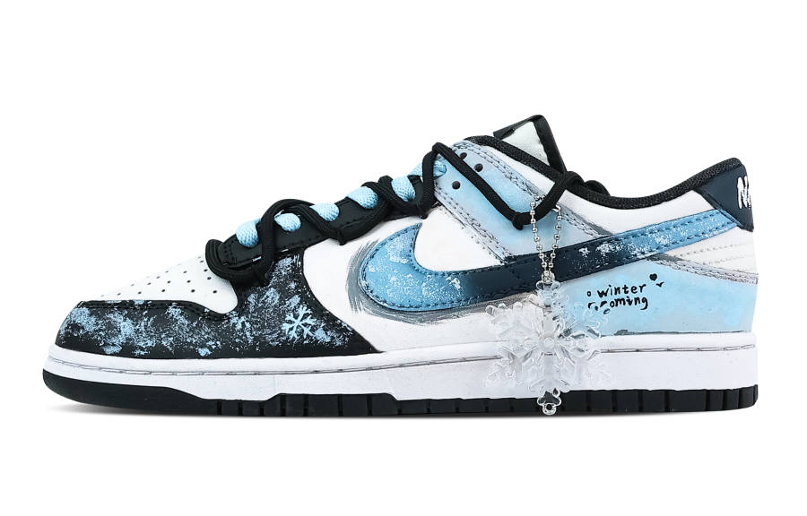 Nike Nike Dunk Winter Icy Snow 2 Leather Slip Resistant Abrasion Resistant Low top Skateboard Shoes Black Blue Kids'
