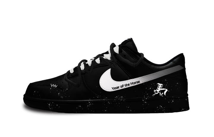 Nike Nike Dunk Black Dial Horse Seal Abrasion Resistant Slip Resistant Low top Skateboard Shoes Unisex Black
