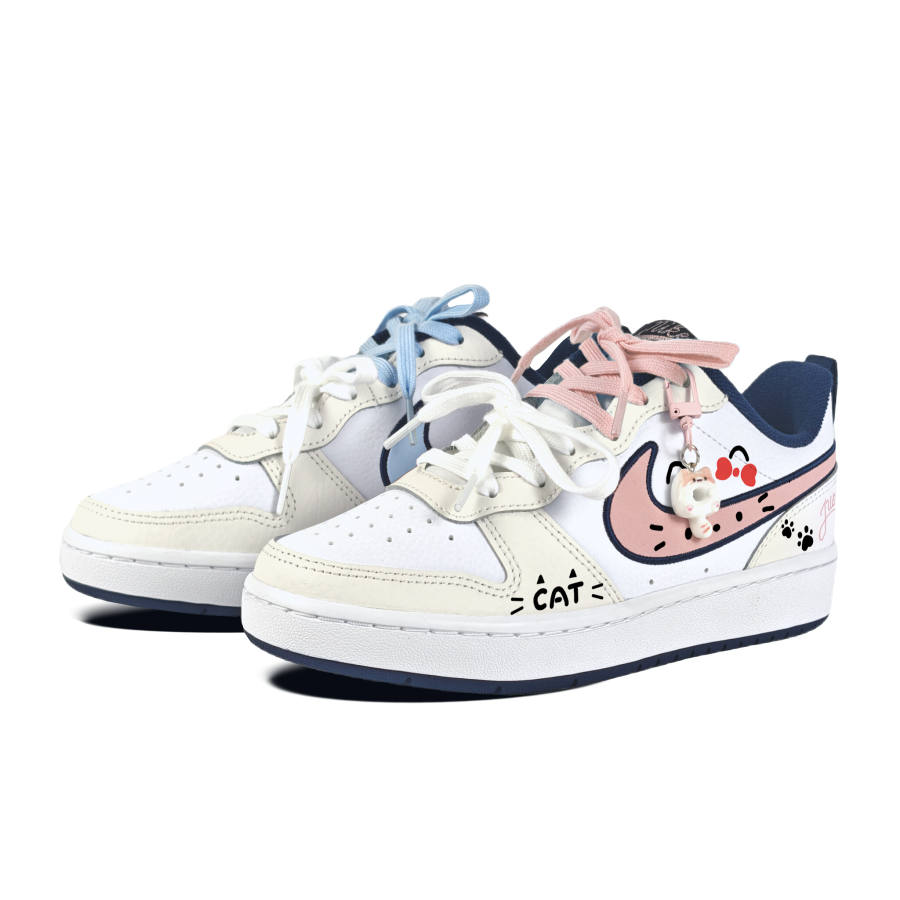 Nike Nike Court Borough CAT, Mismatched Slip Resistant Cushioning Abrasion Resistant Kids' Skateboarding Shoes Teenagers
