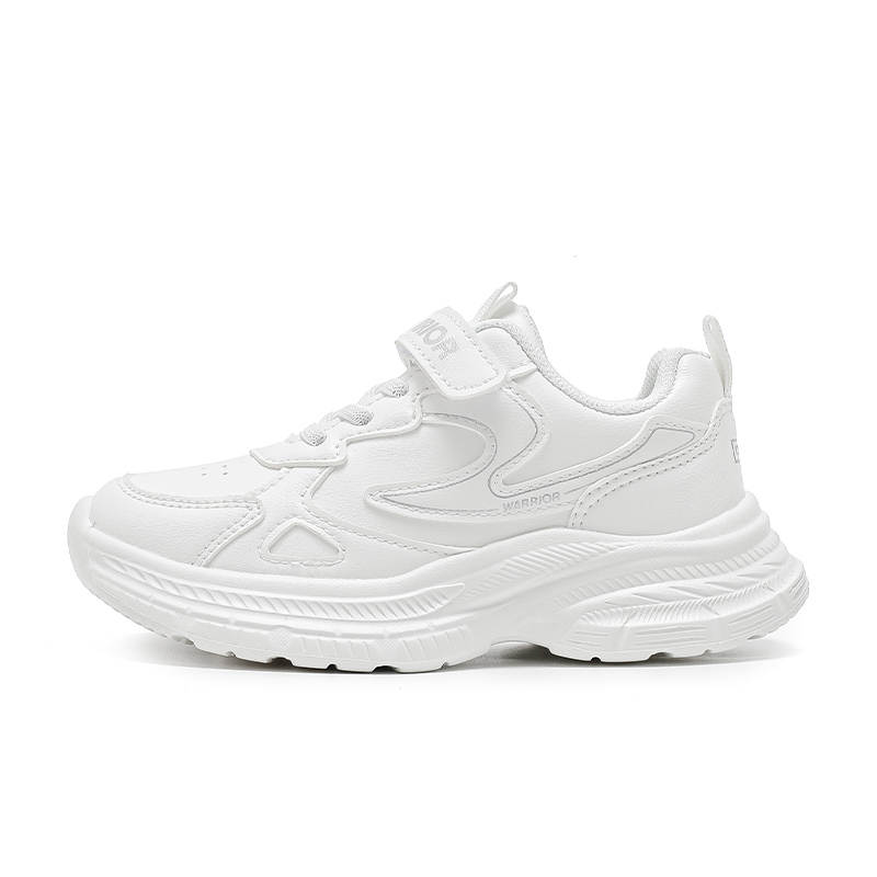 WARRIOR Breathable Height Increasing Slip Resistant Abrasion Resistant Lightweight Cushioning Running Shoes White Kids'