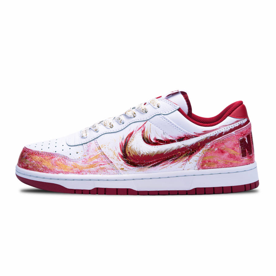 Nike Nike Big Dragon Spirit Leather Abrasion Resistant Slip Resistant Low top Skateboard Shoes Men's Red Gold