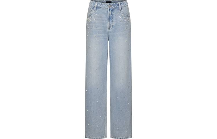 URBAN REVIVO Jeans Women's Blue Moderate Straight Fit Pants