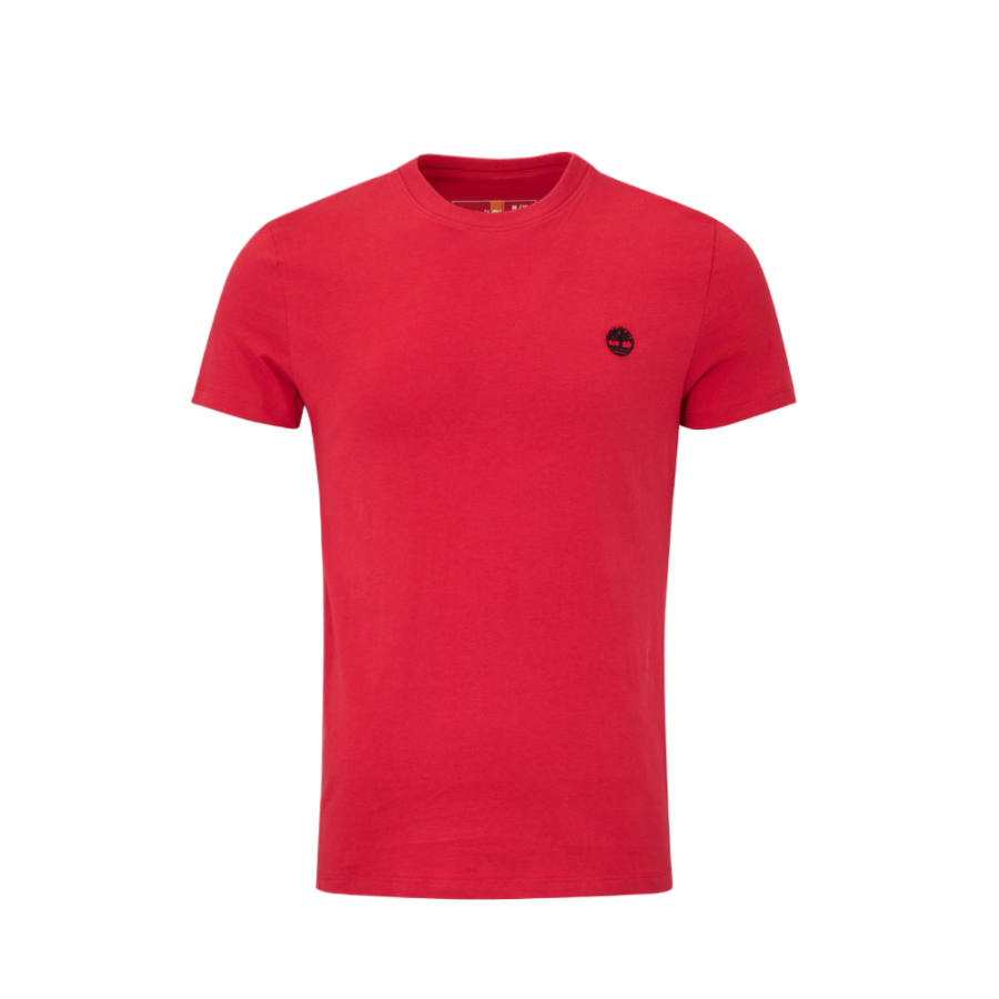 Timberland T Shirts Men's Red Crew Neck Moderate Straight Fit
