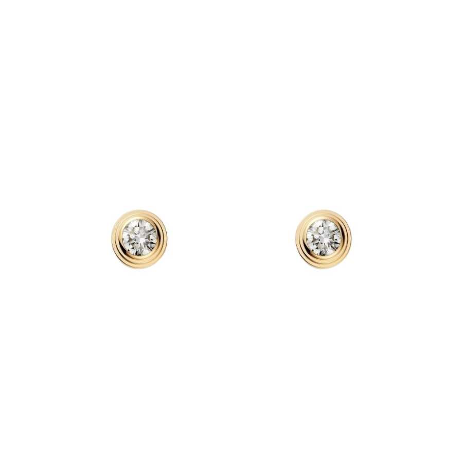 CARTIER D'Amour Collection 18K Gold Stud Earrings Unisex Gold