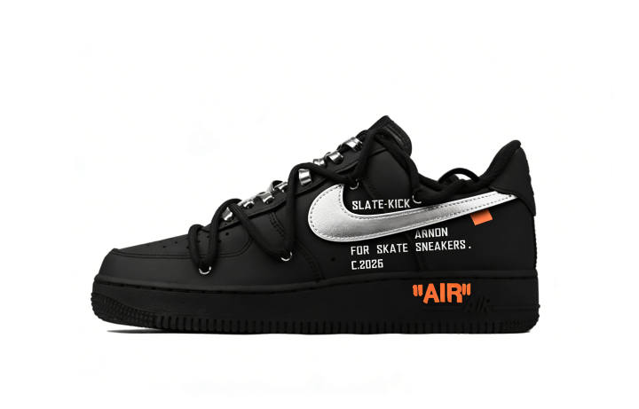Nike Nike Air Force 1 Business Suit Bandit Abrasion Resistant Low top Skateboard Shoes Unisex Black Silver