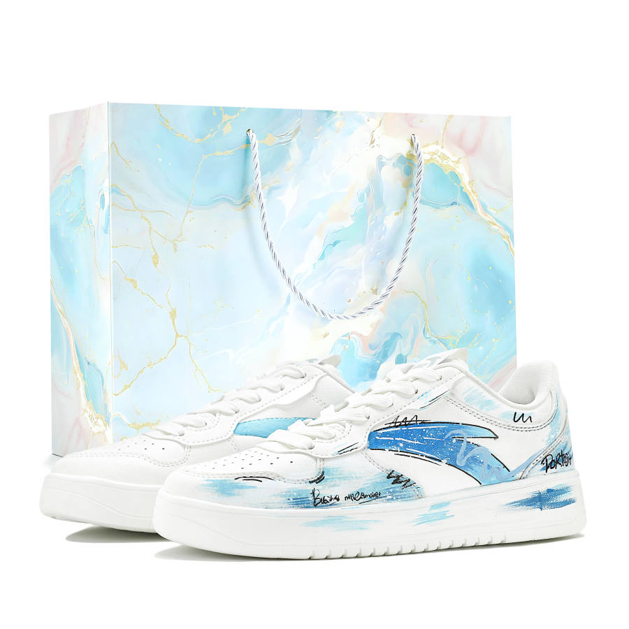 Anta Easy Starry Blue Tale Synthetic Leather Abrasion Resistant Low top Skateboard Shoes Unisex