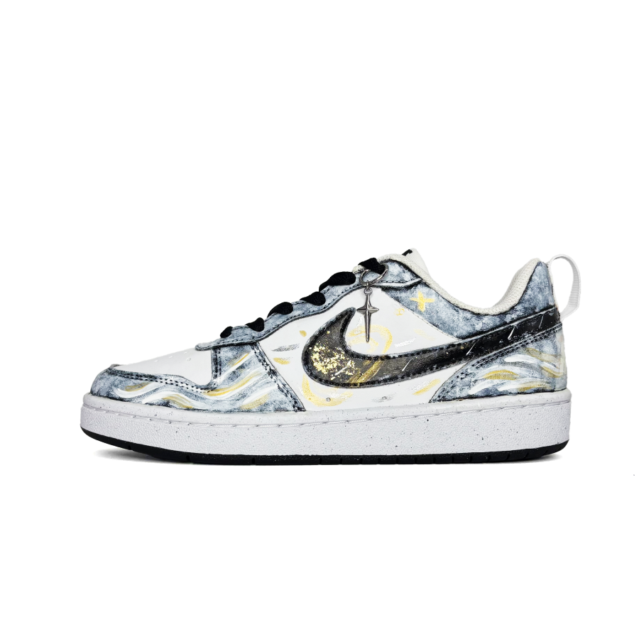 Nike Nike Court Borough Silver Moon Galaxy, Preppy Style, Graffiti Hand Drawn, Fashion Versatile, Premium Synthetic Leather