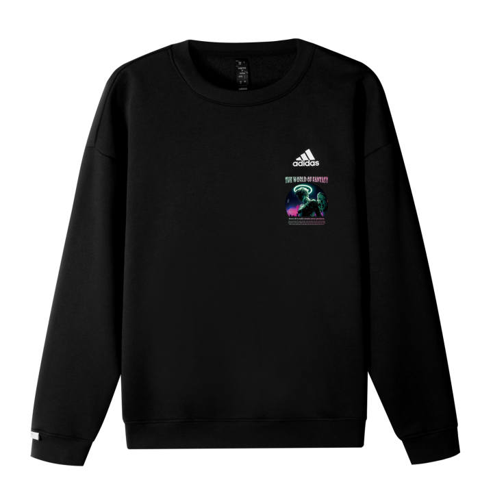 Adidas Adidas LABEL Cushion Filled Cyber David Logo Crew Neck Drop Shoulder Pullover Long Sleeved Sweatshirt Unisex Black