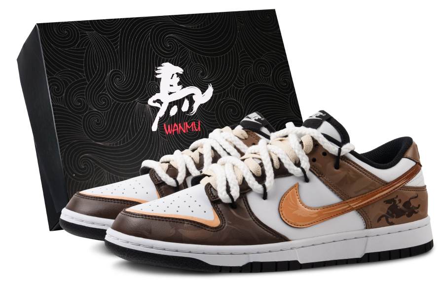 Nike Nike Dunk Year Of The Horse Luck Abrasion Resistant Slip Resistant Low top Skateboard Shoes Unisex White Brown
