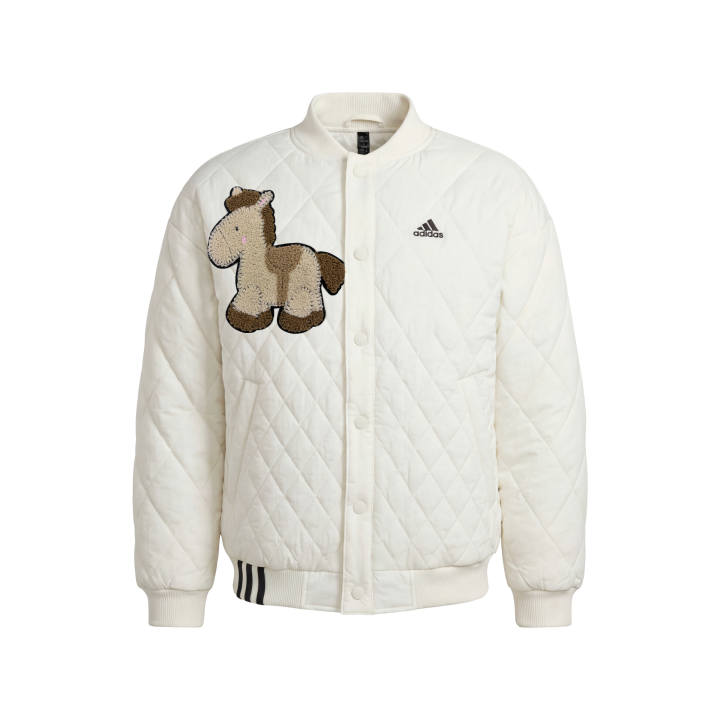 Adidas Adidas Puffer Jackets Unisex Ivory Stand Collar Moderate Quilted Padded Jacket