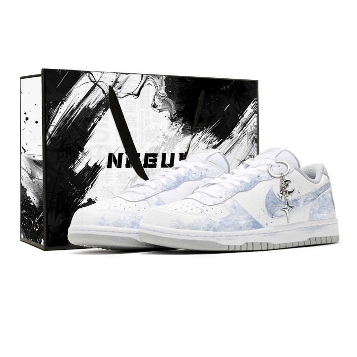 Nike Nike Big Crushed Star Dusty Blue Low top Skateboard Shoes Men's White Blue